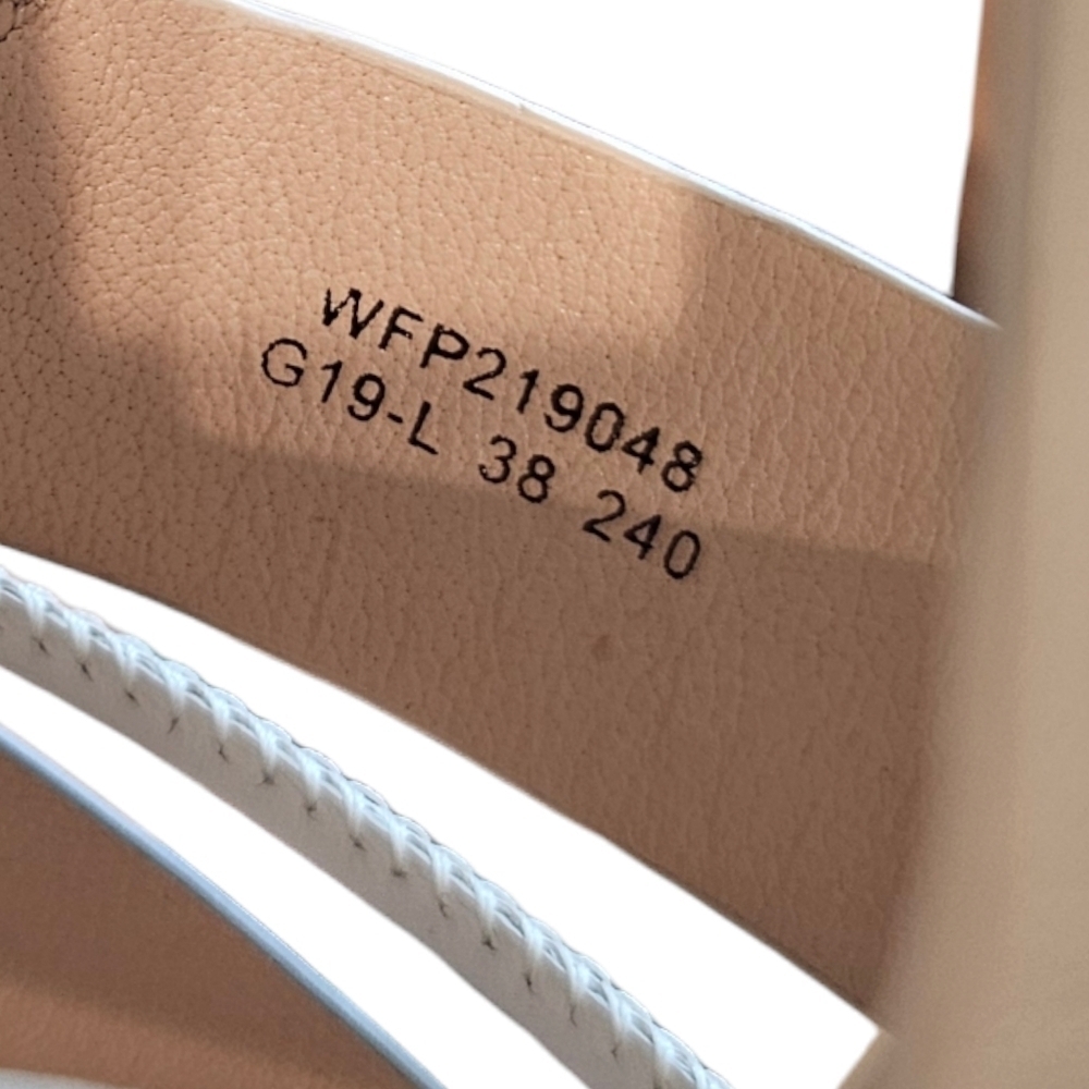What For Leather Silver & Blush Chucked Strap Heels - Picture 8 of 13